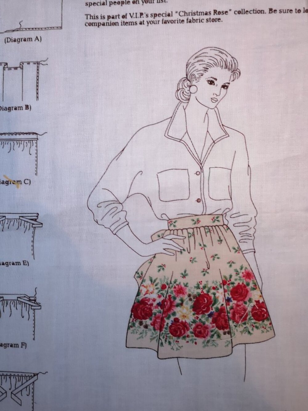 V.I.P. by Cranston Cut & Sew Fabric Panel for Apron w/ Holly & Berries Floral